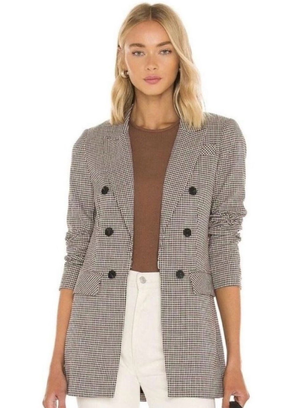 Houndstooth Double-Breasted Blazer